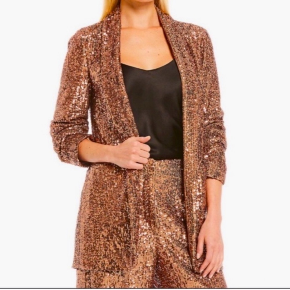 Gianni Bini Blake sequin jacket in copper